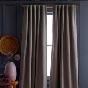 Quince Olive Cotton Slub 48 × 108 Curtains/Pair NWOT